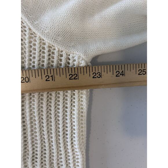 Womens Knit Cardigan Cyrus Mesh Open Front Shawl Collar Long Sleeves Alabaster M - Picture 8 of 9